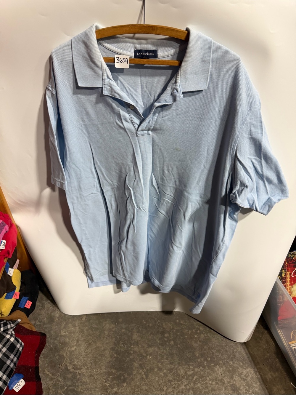 #3659-Lands' End Men’s Pale Blue Short-Sleeve Polo
